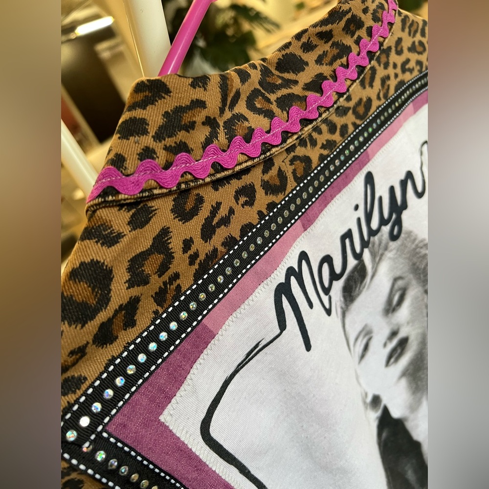 Marilyn tshirt patchwork collage upcycled Jean ja… - image 4